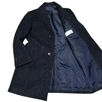 컨디션 최상 에디피스 카노니코 오종 혼방 헤링본 체스터 코트 네이비