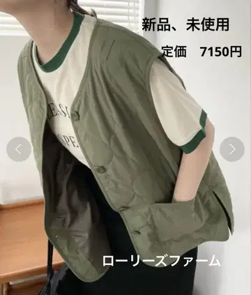 미사용 로리즈팜 퀼팅 베스트 카키