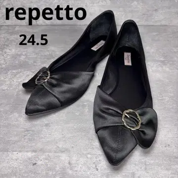 [컨디션 최상] repetto 레페토 플랫 펌프스 포인티드 실크 블랙