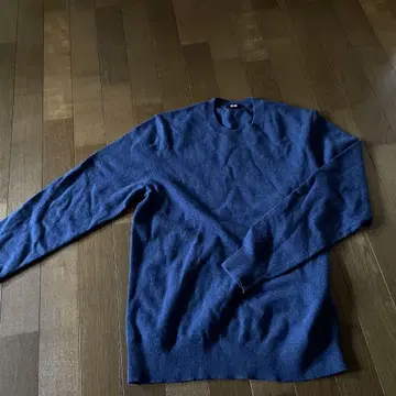UNIQLO 남성용 캐시미어 100% 크루넥 스웨터 파랑