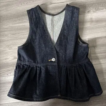 다크 데님 플레어 실루엣 베스트