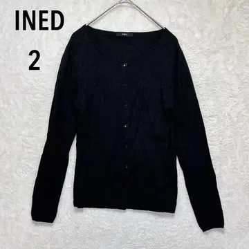 이네드 니트 가디건 울 혼방 M 블랙 긴팔 겉옷 무지 심플