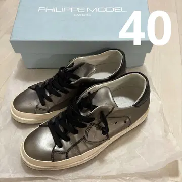 PHILIPPE MODEL 남성용 가죽 실버 스니커즈 40