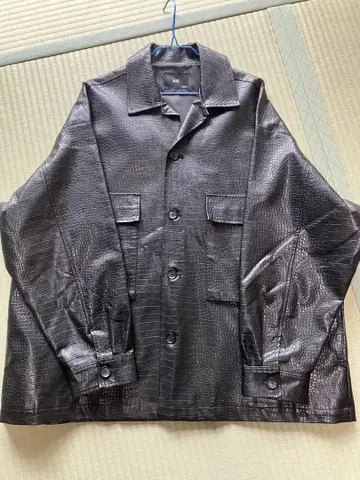 HARE 악어 무늬 PU 가죽 오버 자켓