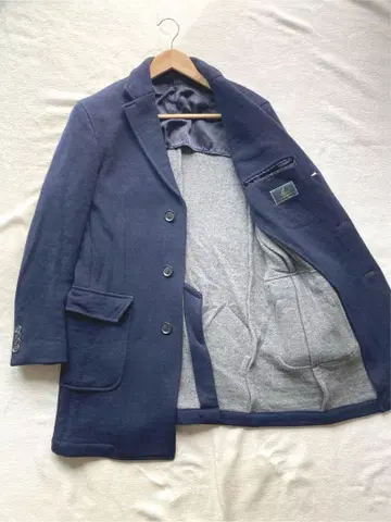 Luigi Bianogh Rough 체스터 코트 네이비 48 이태리제