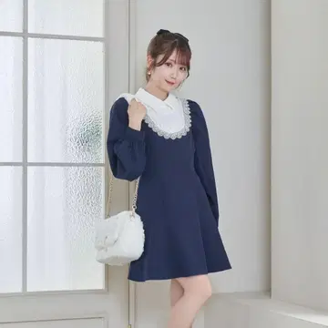 Rose Muse 메이드 미니 원피스 네이비
