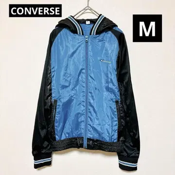 CONVERSE 컨버스 나일론 자켓 후드 블루 블랙 M