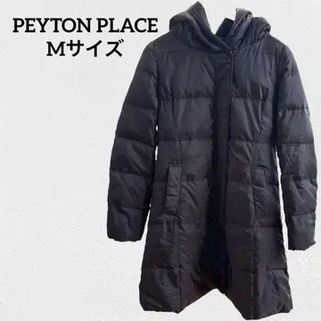 새상품급 PEYTON PLACE 후드 부착 다운 자켓 블랙 롱 코트