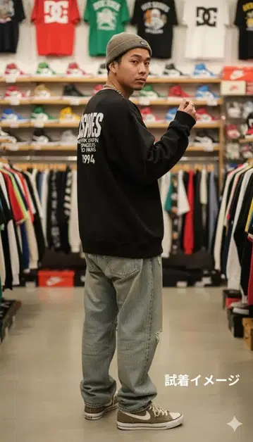DC SHOES 1994 헤리티지 백 프린트 맨투맨 블랙 XL