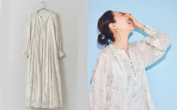누키테파 코튼 보일 호일 플라워 프린트 드레스 하마시마 나오코 사라말리카