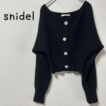 [ 새상품급 ] snidel 가디건 블랙 숏 기장 폭스 레이온