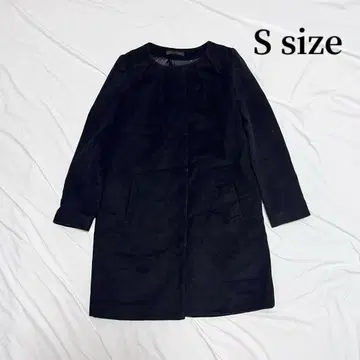 롱 코트 노카라 코트 블랙 울 소재 S 상당 크루 앤 송