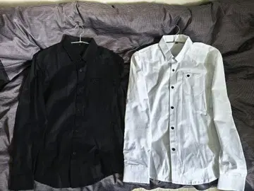 화이트 블랙 긴팔 셔츠 XL