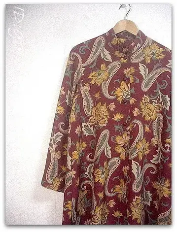 개성 넘치는! 페이즐리 x 꽃무늬 노카라 롱 기장 셔츠 튜닉