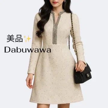 [새상품급] Dabuwawa 아이보리 비즈 장식 긴팔 원피스 무릎 기장