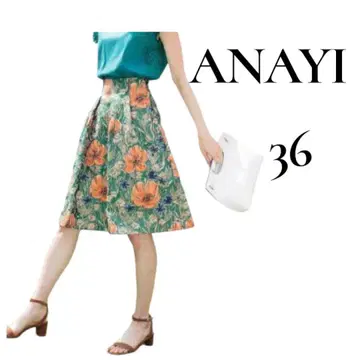 ANAYI 보타니컬 턱 자카드 스커트 올 패턴 스커트 일본제 36