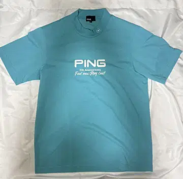 PING 핑골프 남성용 천축 반팔 하이넥 셔츠 모크넥 블루