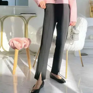 myu 뮤우 슈퍼 스트레치 팬츠 슬릿 심플 S-5cm 기장
