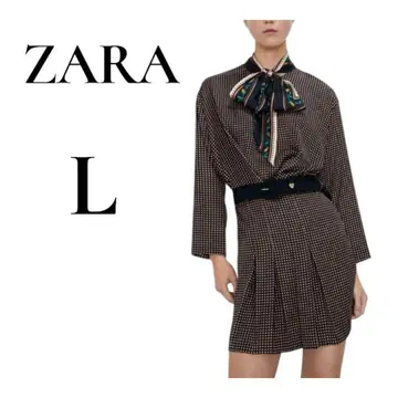새상품급 ZARA [ L ] 도트 무늬 리본 포함 원피스