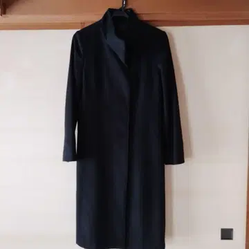 블랙 노카라 롱 코트 인터내셔널 일본제 36 사이즈