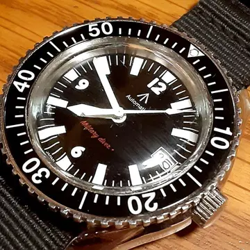 나발워치 밀리터리 다이버 브로드 애로우 AT 남성용 손목시계 작동품