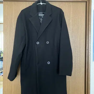 블랙 더블 브레스트 롱 코트