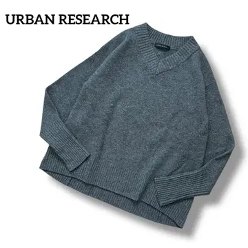 URBAN RESEARCH 캐시미어 혼방 강축 V넥 니트 풀오버 그레이