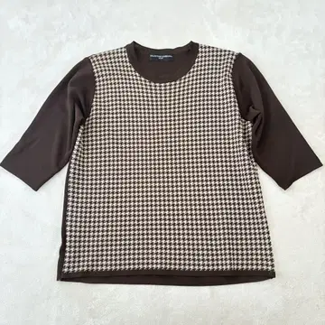 발렌티노가바나 상의 칠부 소매 브라운 하운드투스 체크 패턴 L 상당