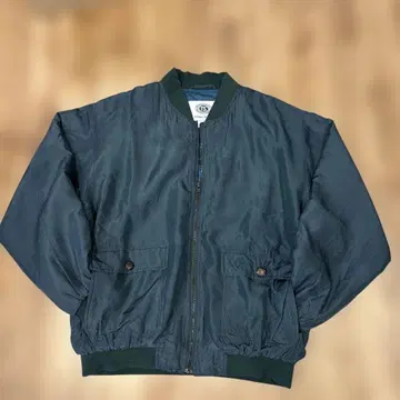 다크 그린 90s 집업 실크 블루종