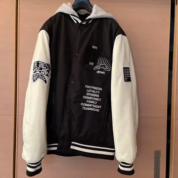 자라 ZARA 패치 후데트 스타디움 점퍼 남성용 : L