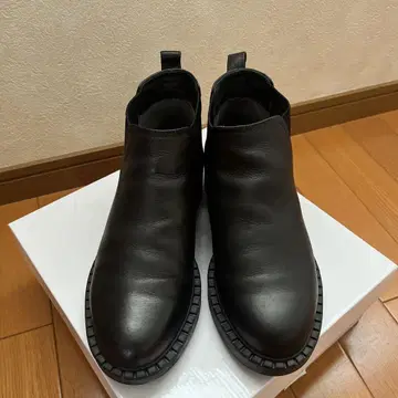블랙 가죽 사이드 고어 부츠 키다리 아저씨