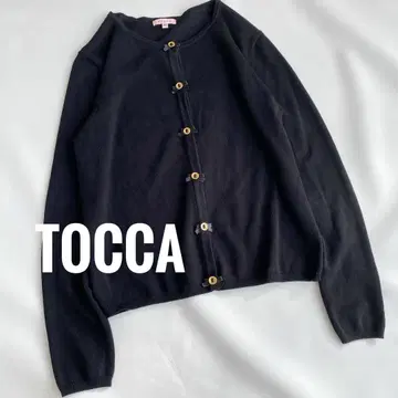 새상품급 TOCCA 토카 가디건 리본 버튼 블랙 둥근 카라