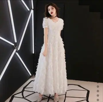 화이트 페더 드레스 원피스 허리 73