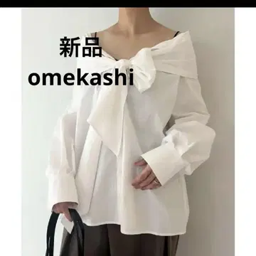 새상품 Omekashi 오프숄더 보타이 블라우스 오메카시