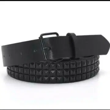 미사용 새상품 3줄 찡 장식 스터드 벨트 올 블랙 펑크 락 로카빌리