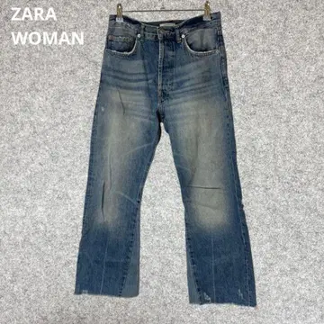 ZARA WOMAN 데미지 가공 컷팅 디자인 라이트 블루