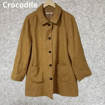 Crocodile 텍스처 카멜 체스터 코트 3L