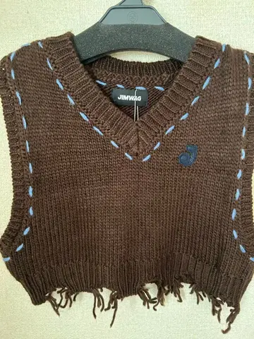 미사용 새상품 Damaged short knit vest JIMWAG