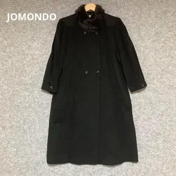 JOMONDO 블랙 울 라메 믹스 퍼 포함 롱 코트