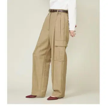 베이지 카고 와이드 팬츠