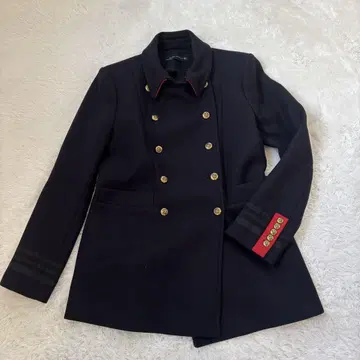 ZARA WOMAN 나폴레옹 코트 빨간색 라인 골드 버튼 네이비 L