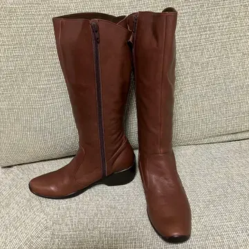 브라운 가죽 롱 부츠 24cm