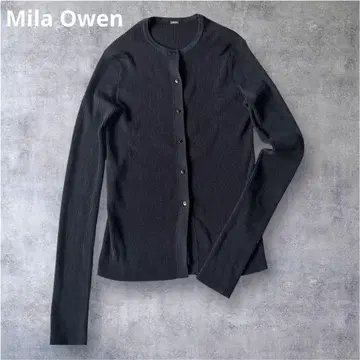 mila owen 미라 오웬 리브 크루넥 가디건 블랙