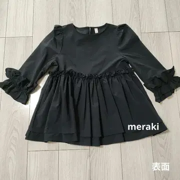 [ 새상품급 ] meraki 블라우스 페플럼 7분 소매 블랙