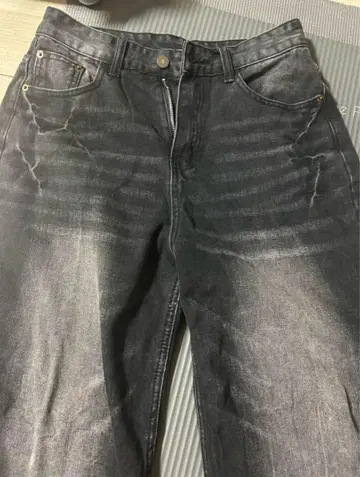 슈퍼 배기 데님 블랙