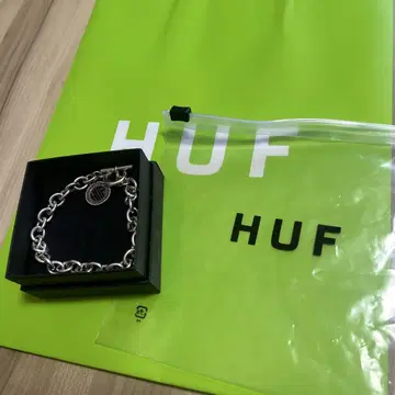 HUF 새상품급 실버 체인 팔찌 L/XL 상자, 쇼핑백, 지퍼 포함