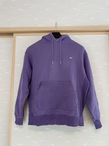 라코스테 퍼플 후드 부착 후드티