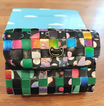 츠모리치사토 이단 접이식 가마구치 지갑 에포 고양이 메쉬 블랙