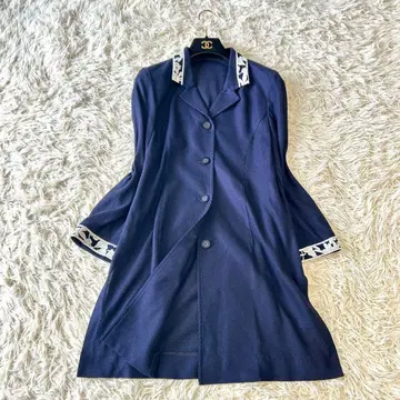 레오나르 LEONARD 코튼 자켓 얇은 소재 네이비 꽃무늬 11호