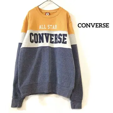 CONVERSE 속기모 맨투맨 풀오버 보더 무늬 M